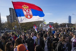 Serbian Students March from Belgrade to Novi Sad, Police Guards Them