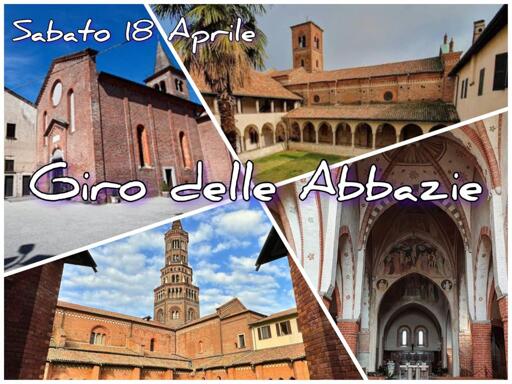 Immagine dell'evento: composizione di 4 foto delle 4 abbazie visitate nel tour, con data e titolo
